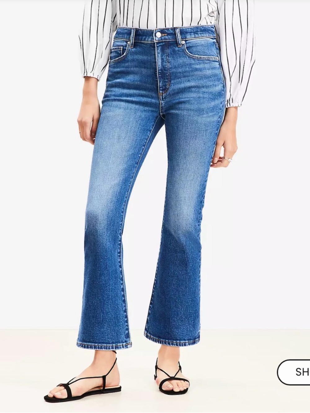 NWT LOFT Women's Petite High-Rise Kick Crop in Bright Medium Stone Wash